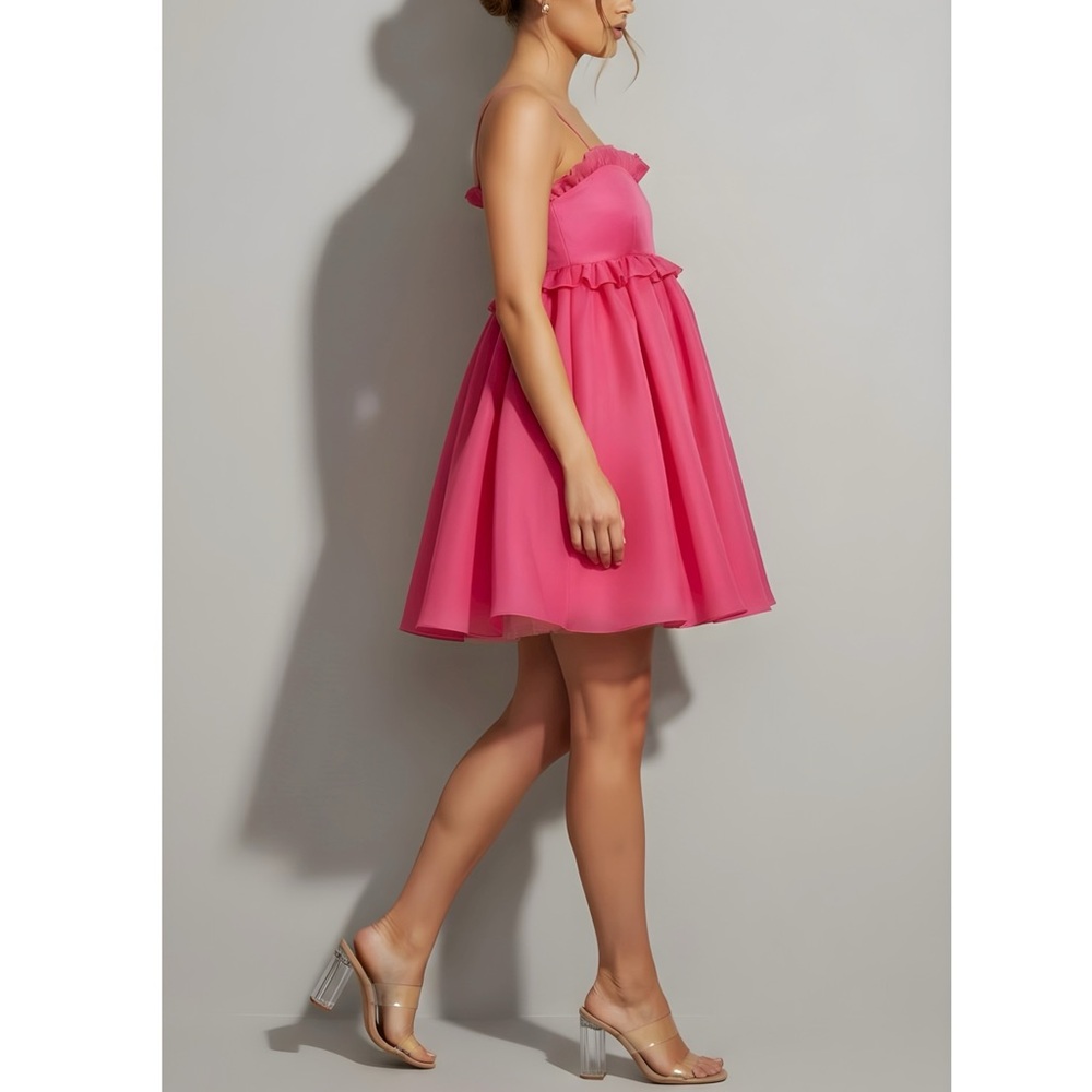 SELKIE The Rosebud Ruffled Organza Mini Dress, Cali Pink, 2X - Picture 5 of 12